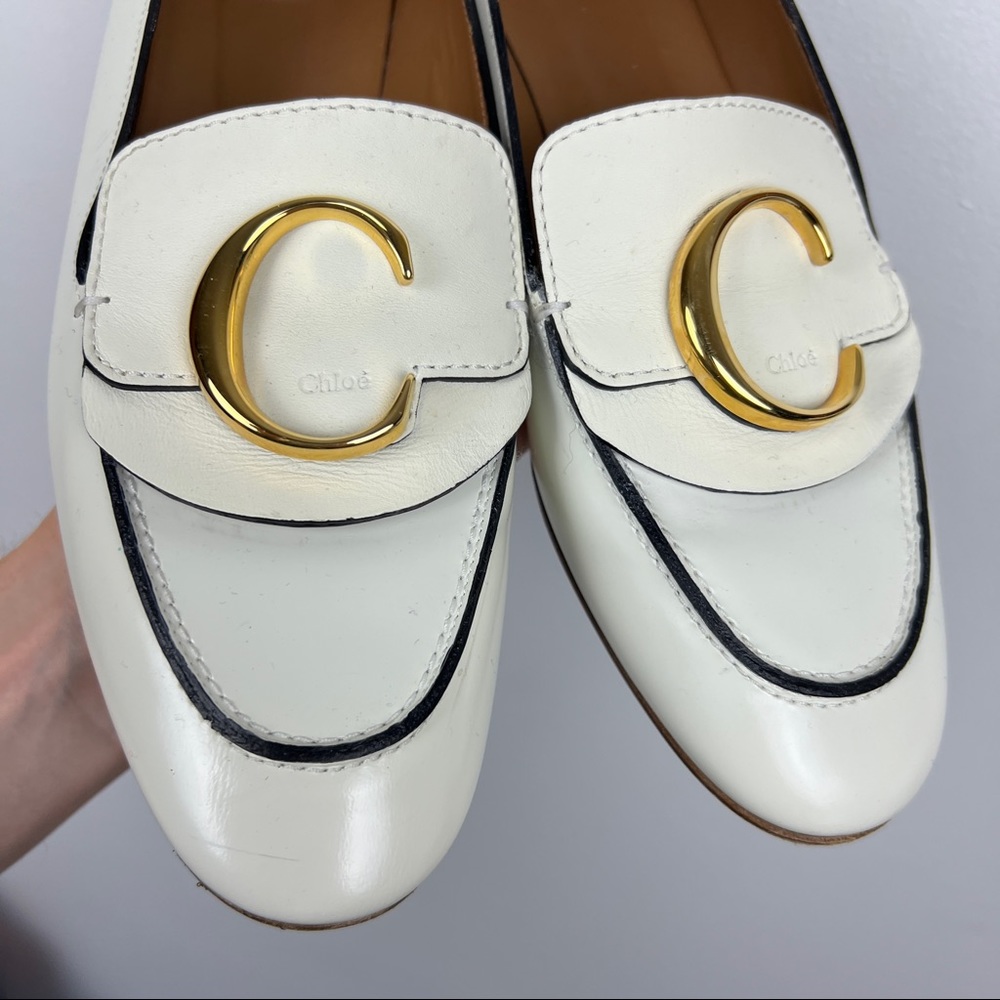 Chloe C Metal Logo Convertible Leather Loafers - Picture 5 of 10